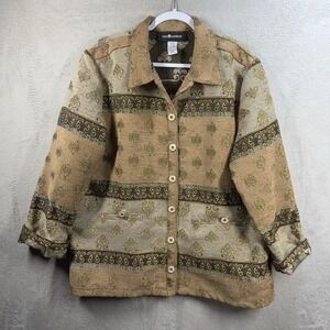 Sag‎ Harbor Tapestry Jacket Women's Sz 16 Paisley Neutral Print Boho Grandmacore